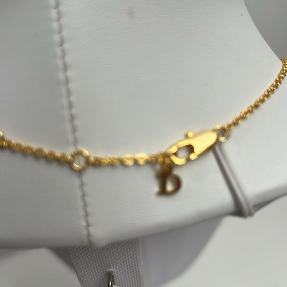 DIOR Gold Rhinestones Necklace 16” - Picture 5 of 8
